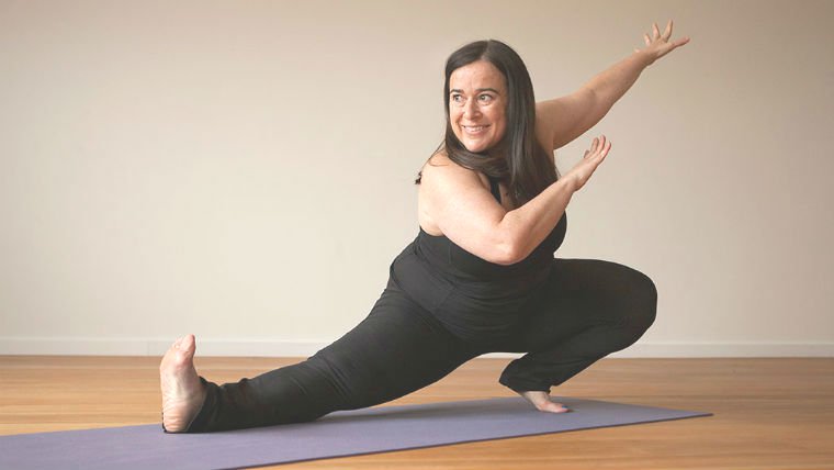 Anat Geiger practising yoga