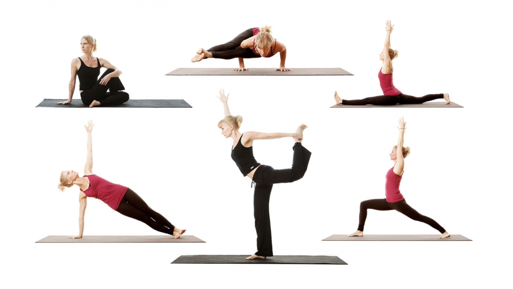 Esther Ekhart in various yoga poses