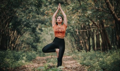 Tree pose yoga nature