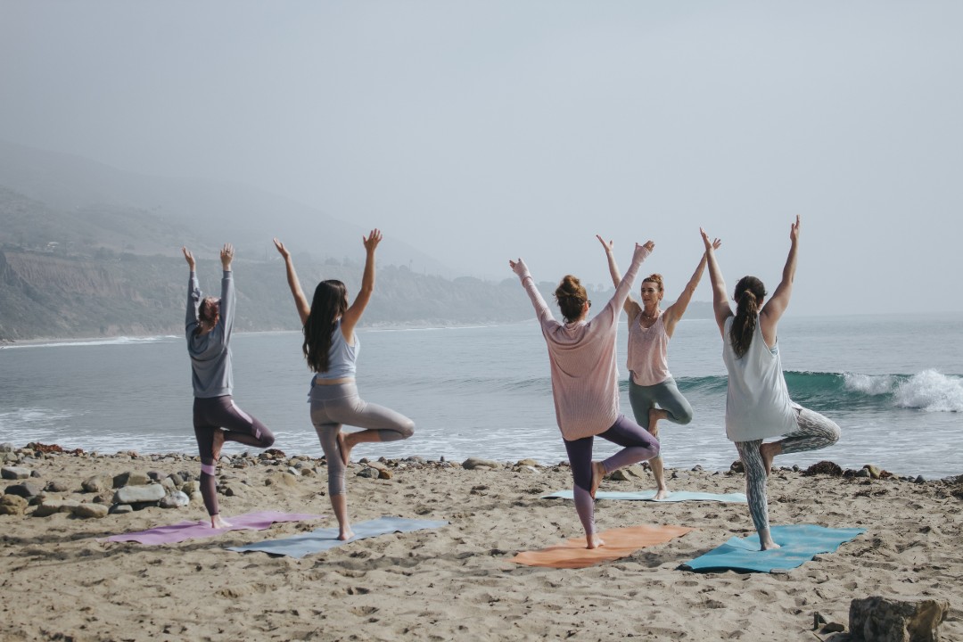 Tree pose, beach