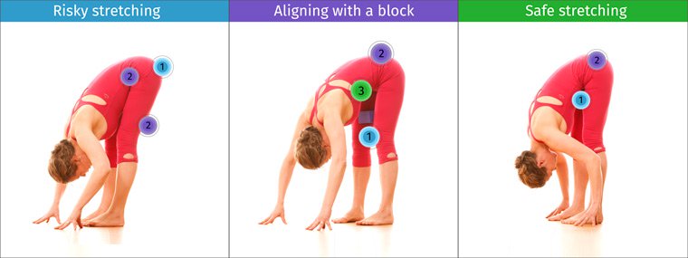 Stretching and aligning in Uttanasana